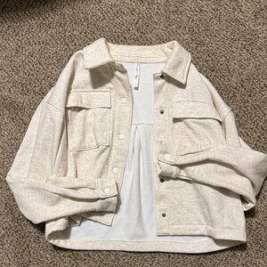 Fabletics Cream Button-Up Jacket- small